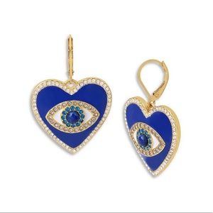 Kurt Geiger London Evil Eye Heart Drop Earrings 🌀💙